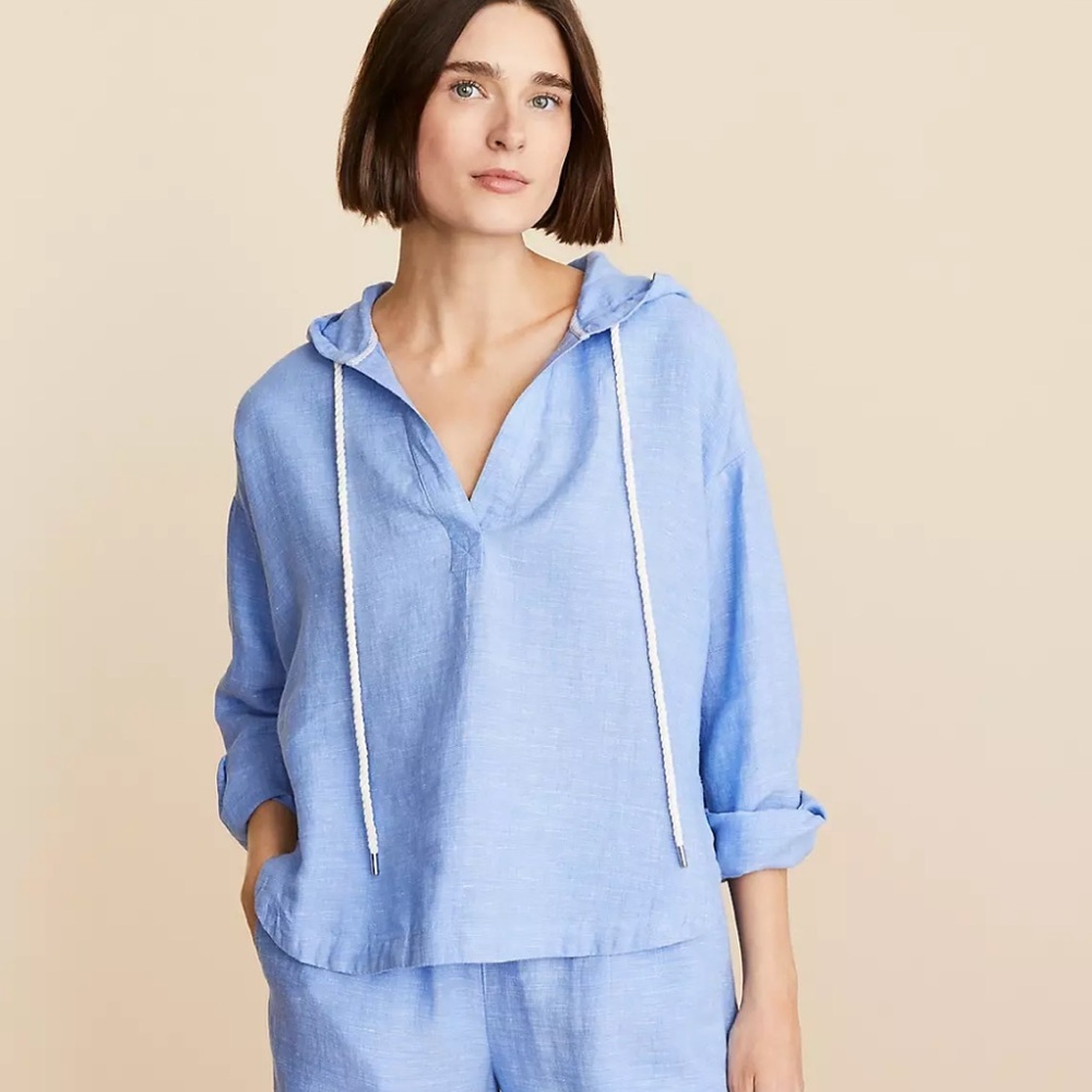 Lou & Grey Linen Tunic Hoodie with Rope Accent